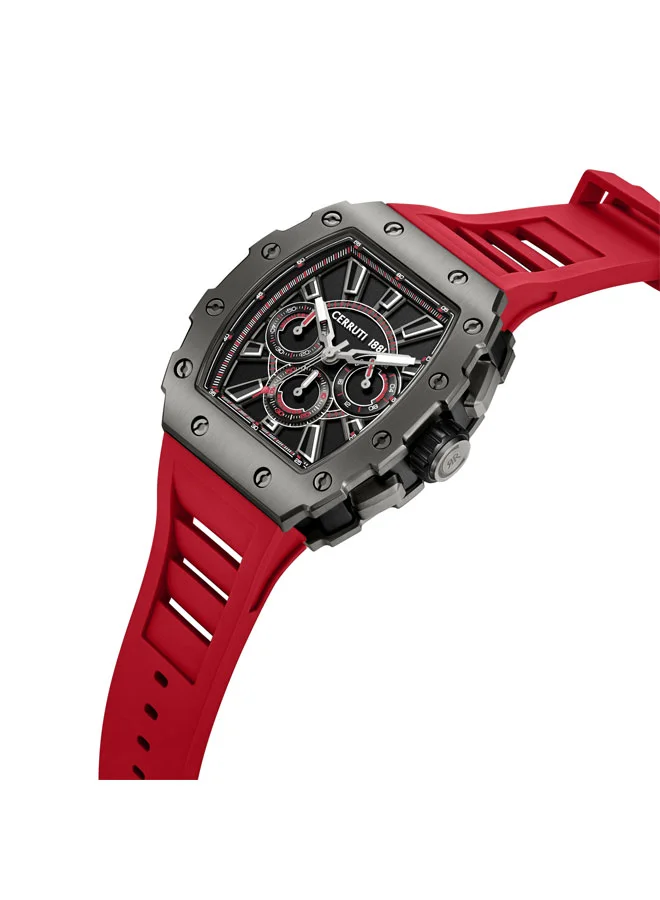 CERRUTI 1881 Gubbio Black Dial Silicone Strap Chronograph Watch for Men, 43.5mm